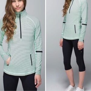 Lululemon Race With Grace 1/2 zip in mini hyper stripe teal